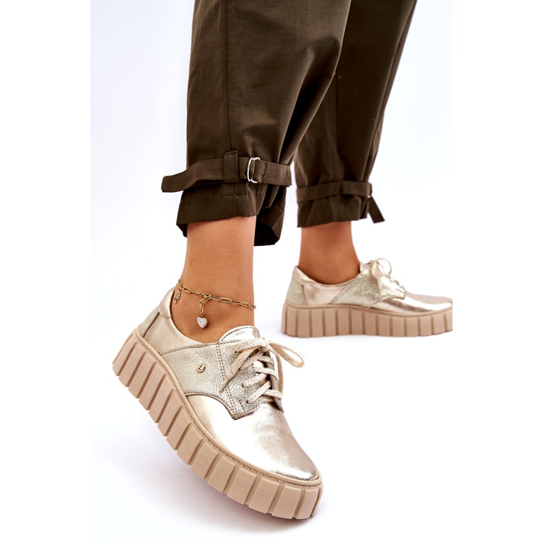 Lemar Chaussures à plateforme en cuir, doré 1