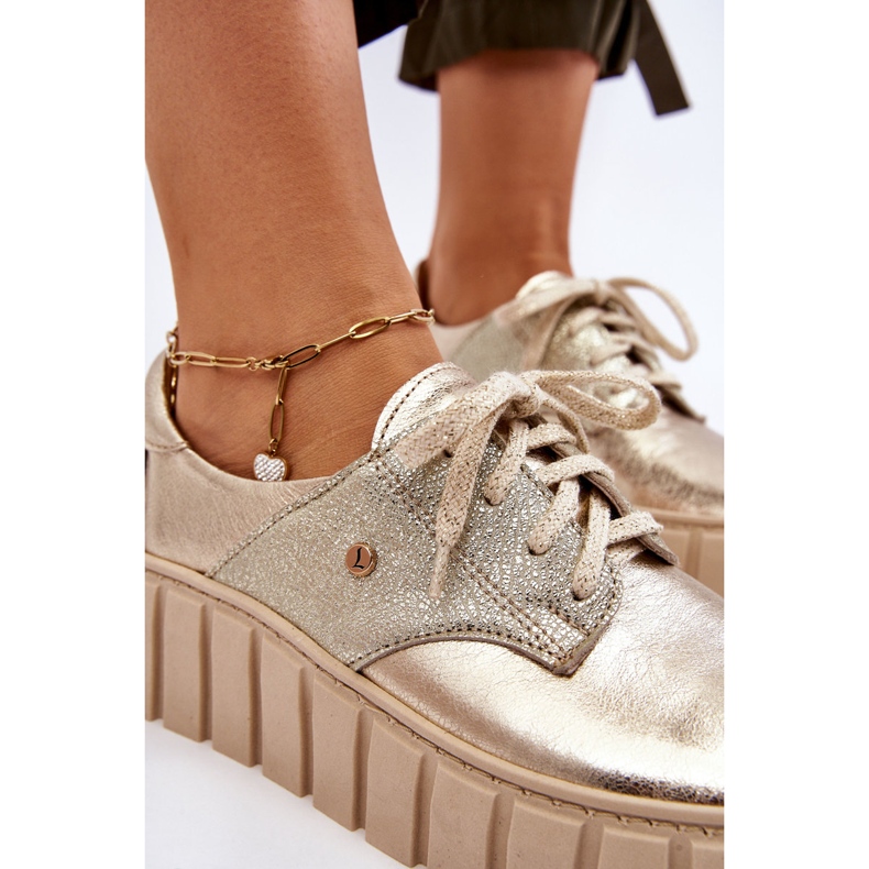 Lemar Chaussures à plateforme en cuir, doré 2