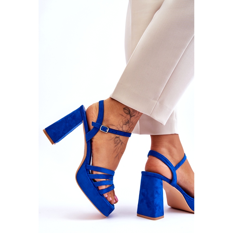 FB2 Sandales à plateforme en daim pour femmes Bleu Verda 4