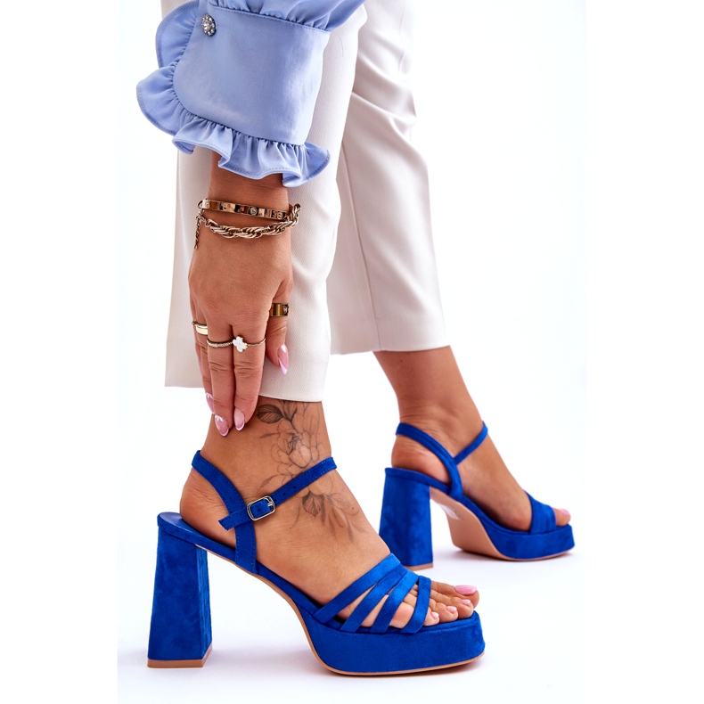 FB2 Sandales à plateforme en daim pour femmes Bleu Verda 6