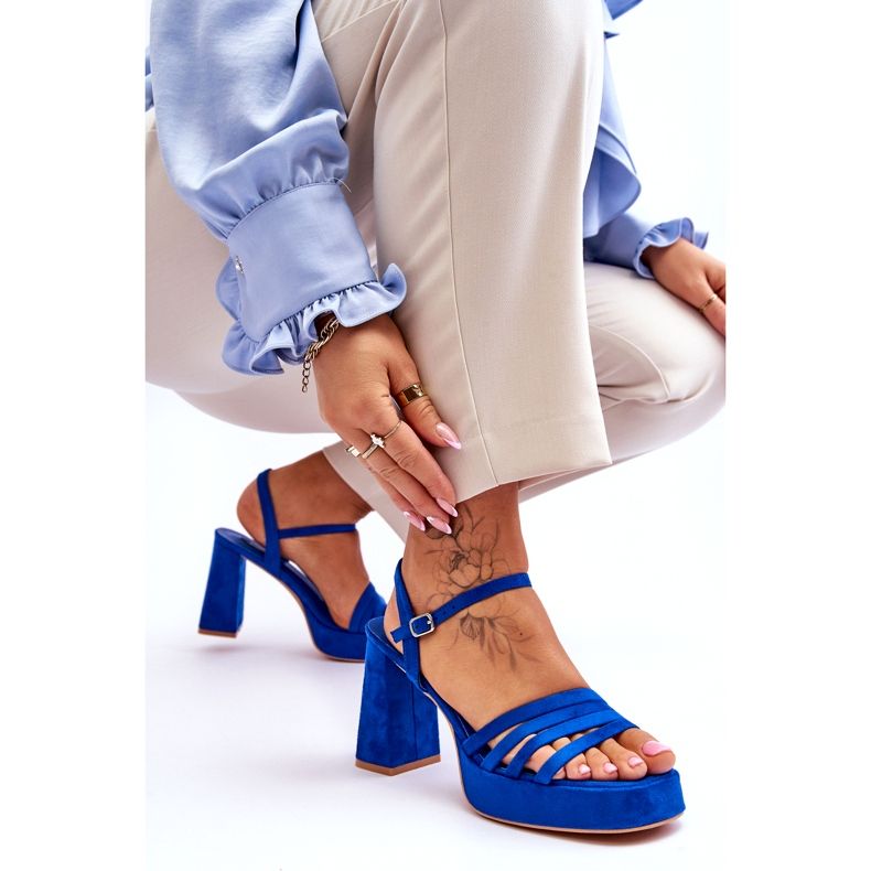 FB2 Sandales à plateforme en daim pour femmes Bleu Verda 8