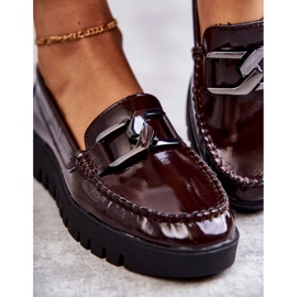 Sergio Leone Mocassins Laqués Sur La Plateforme Kjersti Bordeaux rouge 4