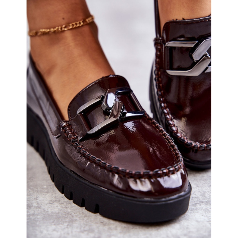 Sergio Leone Mocassins Laqués Sur La Plateforme Kjersti Bordeaux rouge 4