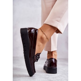 Sergio Leone Mocassins Laqués Sur La Plateforme Kjersti Bordeaux rouge 5