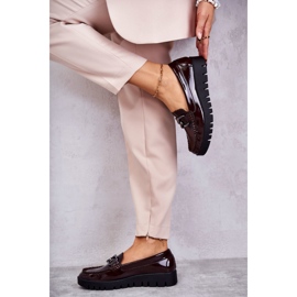 Sergio Leone Mocassins Laqués Sur La Plateforme Kjersti Bordeaux rouge 6