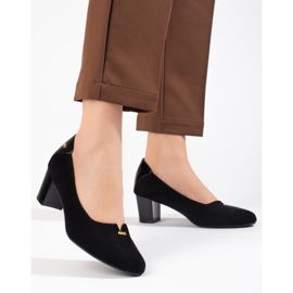 Escarpins élégants en daim pour femmes sur un talon bas Vinceza noir le noir 6
