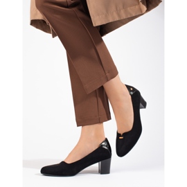 Escarpins élégants en daim pour femmes sur un talon bas Vinceza noir le noir 3
