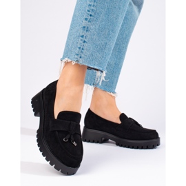 Chaussures compensées en daim pour femmes noir Shelovet le noir 4