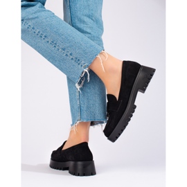 Chaussures compensées en daim pour femmes noir Shelovet le noir 2