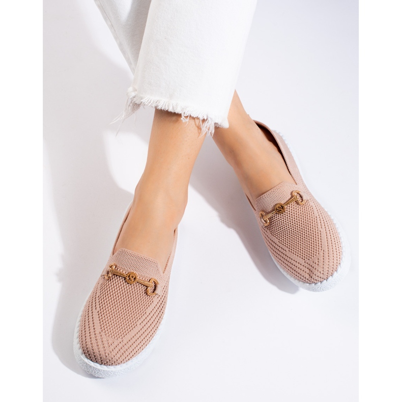 Slip on tissu femme Shelovet rose poudré 2