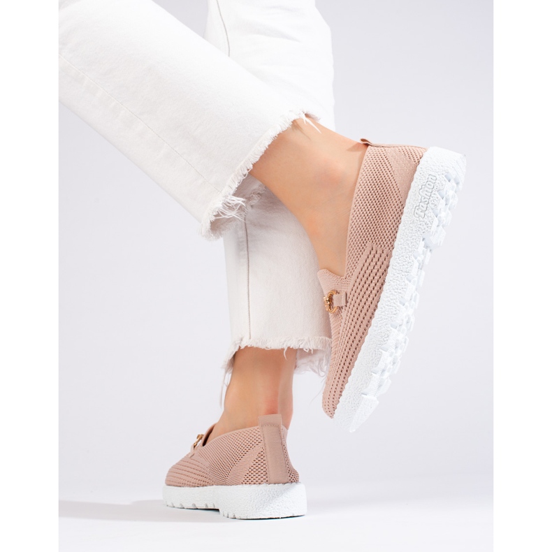 Slip on tissu femme Shelovet rose poudré 1