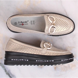 Slip-on ajourées confortables en cuir or S.Barski LR27750 d'or 6