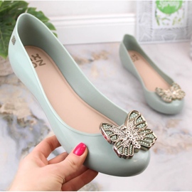 Ballerines élastiques parfumées confortables avec un papillon vert Zaxy LL285017 5