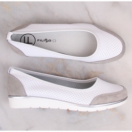 Ballerines femme en cuir blanc ajouré Filippo DP4524 blanche 8
