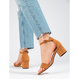 Sandales à talons en daim camel de Shelovet brun 3