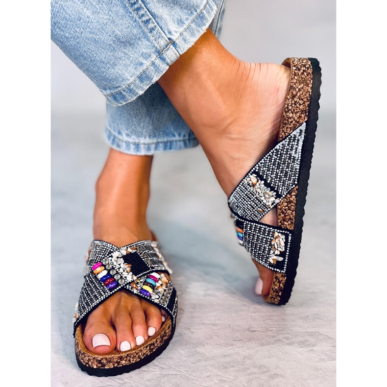 BM Claquettes en liège perlé noir Rezai le noir 1