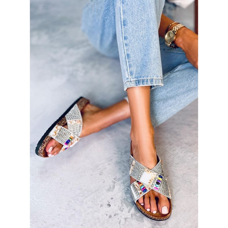 BM Claquettes en liège à perles blanches Rezai 2