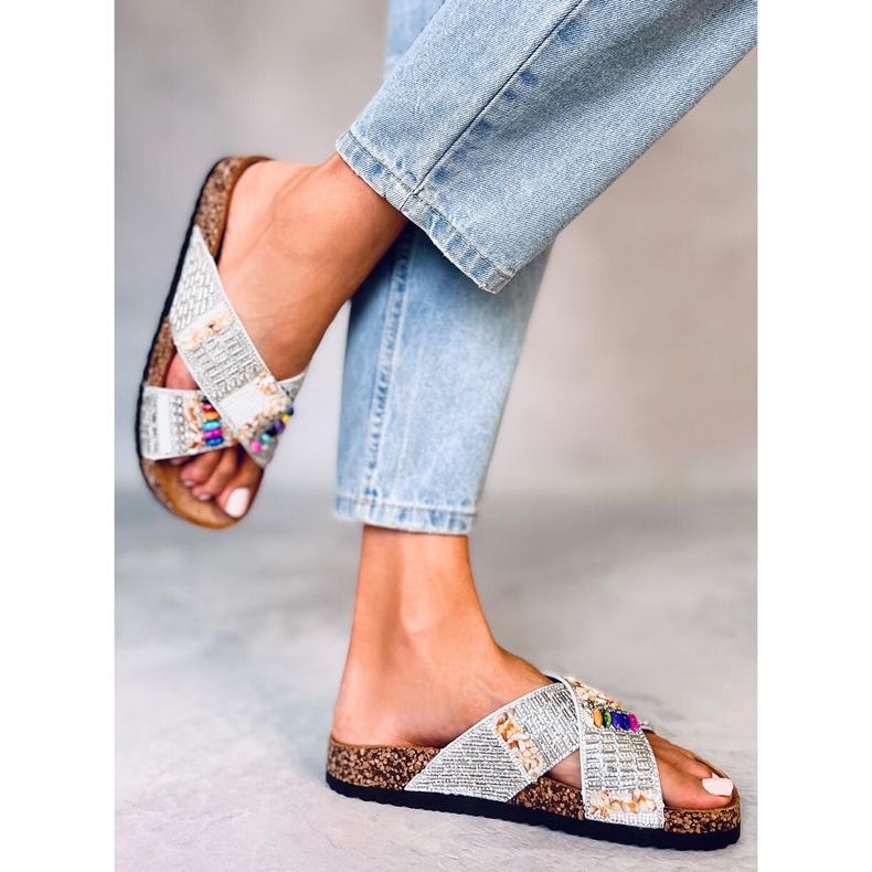 BM Claquettes en liège à perles blanches Rezai 1