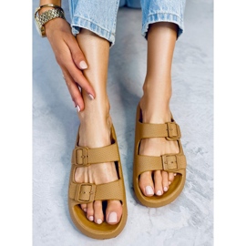 Claquettes en caoutchouc kaki Aryn brun 3
