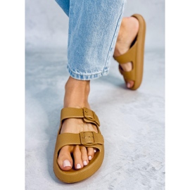 Claquettes en caoutchouc kaki Aryn brun 1