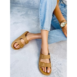 Claquettes en caoutchouc kaki Aryn brun 4