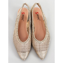 PA1 Grazia Gold Ballerines ajourées à talon ouvert doré 1