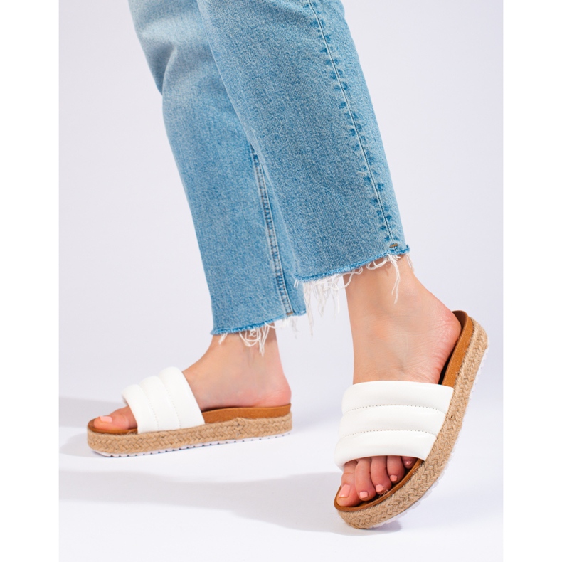 Espadrilles femme sur semelle épaisse Vinceza blanc 2