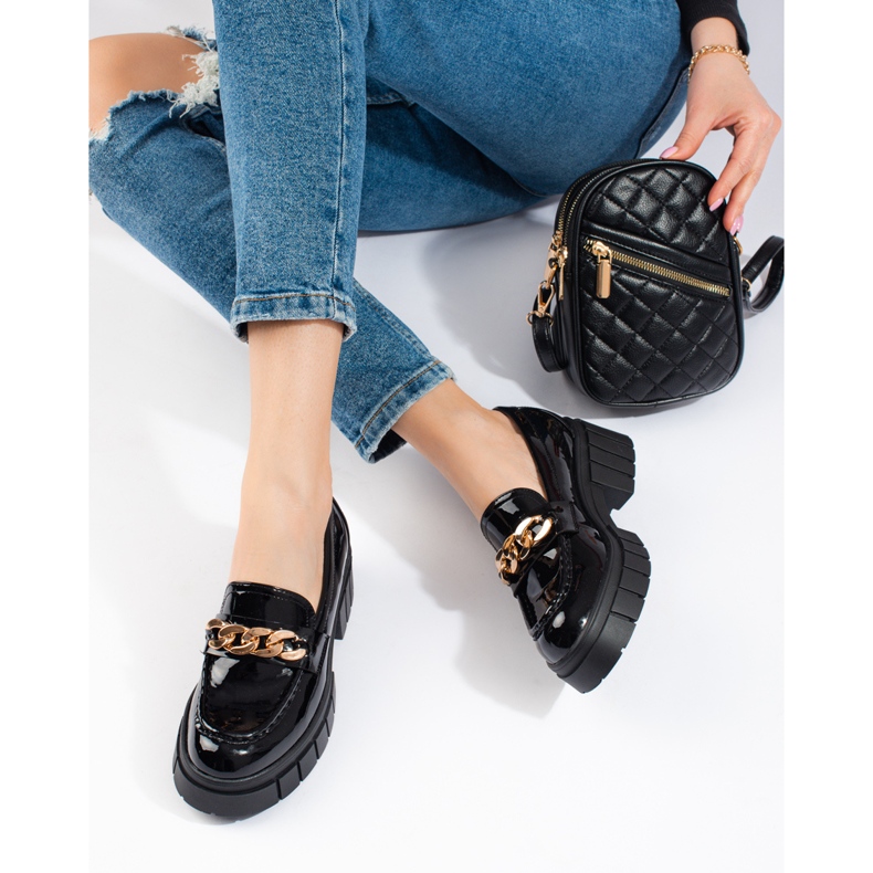 Chaussures plateforme laquées noires Shelovet le noir 2