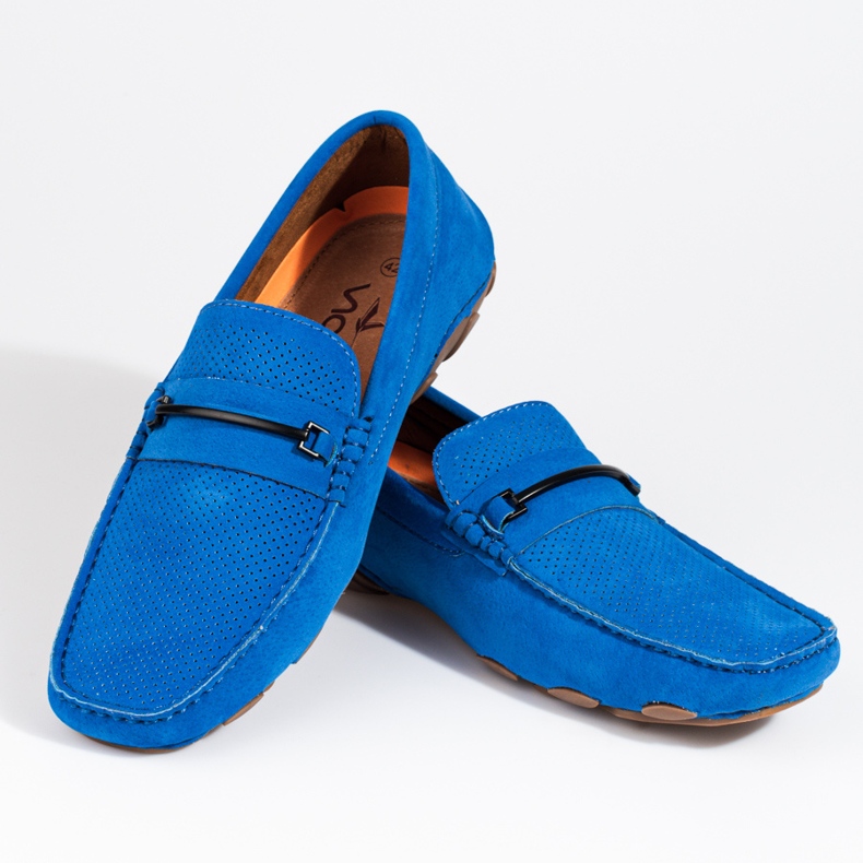 Mocassins pour hommes en daim bleu de Shelovet 1