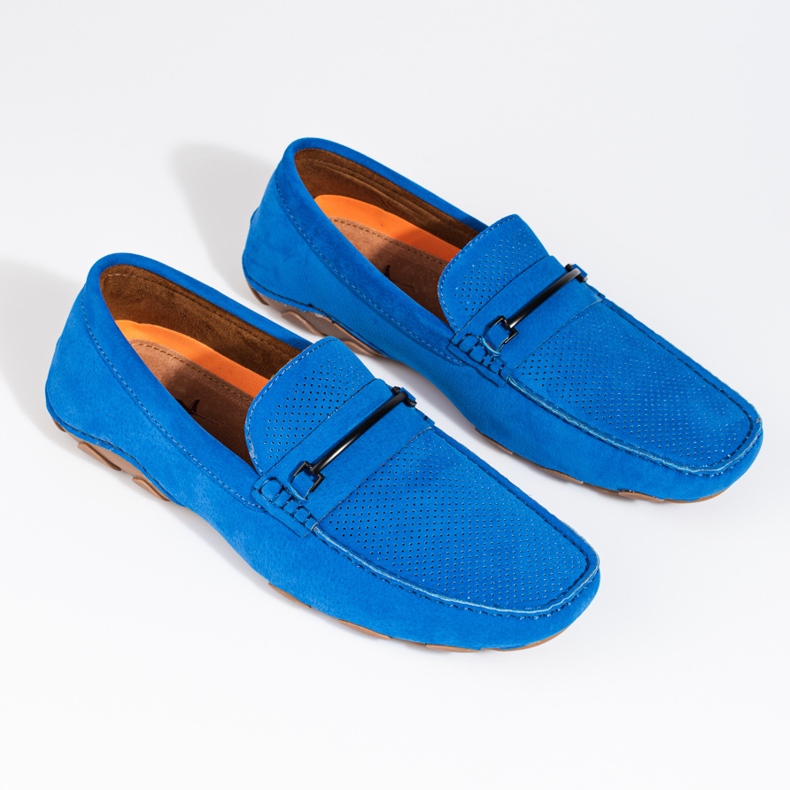 Mocassins pour hommes en daim bleu de Shelovet 2