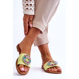 Pantoufles à la mode pour femmes avec décoration Halsey verte 2
