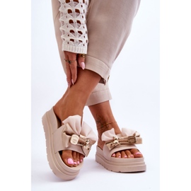 PE1 Chaussons Avec Noeud Et Nounours Décoratif Beige Suzy 2