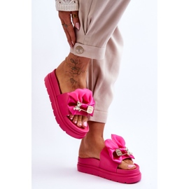 PE1 Chaussons Avec Un Noeud Et Un Ours Décoratif Fuchsia Suzy rose 7