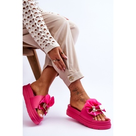 PE1 Chaussons Avec Un Noeud Et Un Ours Décoratif Fuchsia Suzy rose 8