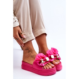 PE1 Chaussons Avec Un Noeud Et Un Ours Décoratif Fuchsia Suzy rose 9