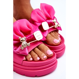 PE1 Chaussons Avec Un Noeud Et Un Ours Décoratif Fuchsia Suzy rose 6