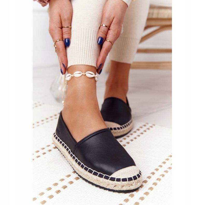 Espadrilles En Cuir Sur Une Semelle Tressée Big Star HH274505 Noir le noir 1