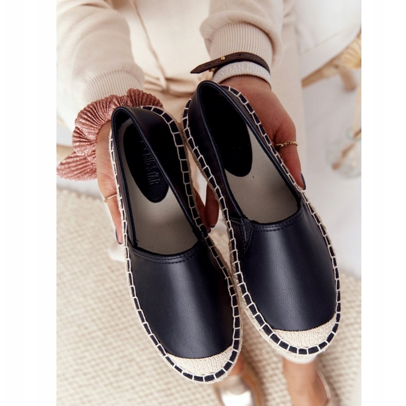 Espadrilles En Cuir Sur Une Semelle Tressée Big Star HH274505 Noir le noir 5