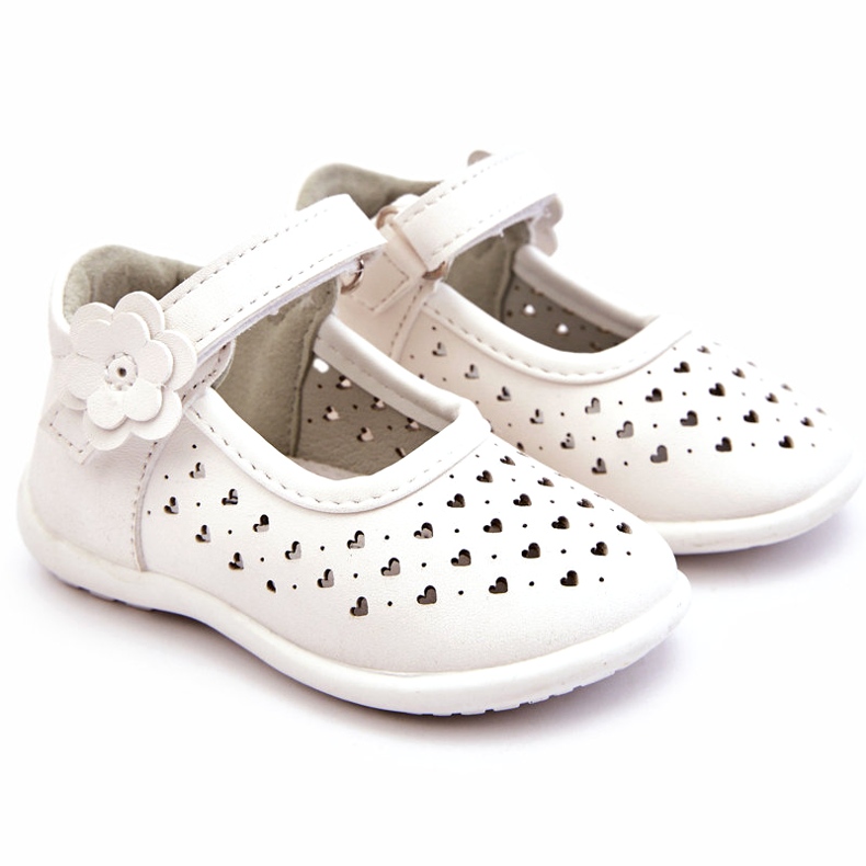 PA1 Ballerines enfant hautes ajourées à scratch Blanc Jianna 1