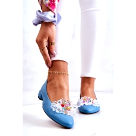 Alberto Violli Ballerines en cuir féminines avec décoration bleu 1