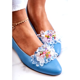 Alberto Violli Ballerines en cuir féminines avec décoration bleu 6