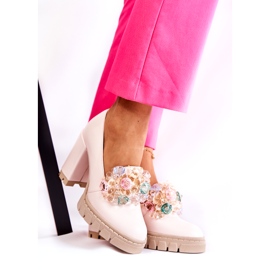 PA2 Escarpins Élégants Avec Ornement Uni Rose Clair Caterine 3