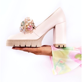 PA2 Escarpins Élégants Avec Ornement Uni Rose Clair Caterine 4