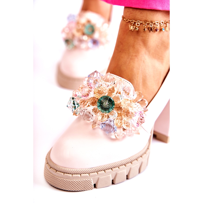 PA2 Escarpins Élégants Avec Ornement Uni Rose Clair Caterine 1