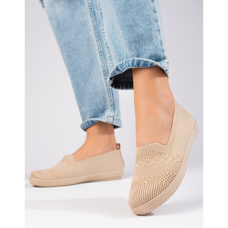 Baskets à enfiler en textile pour femme Shelovet beige 1