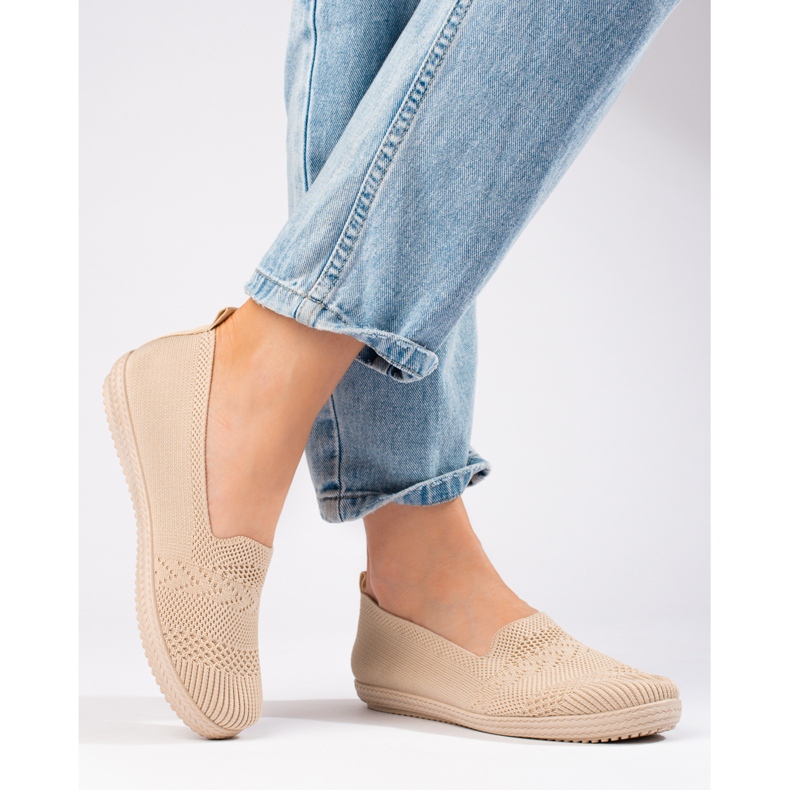 Baskets à enfiler en textile pour femme Shelovet beige 2