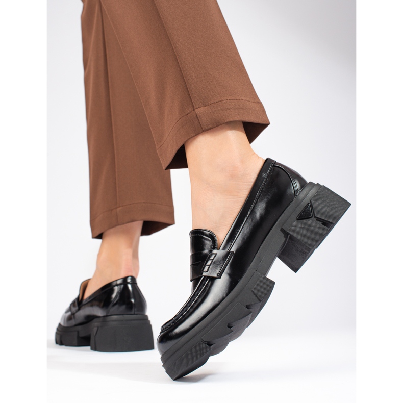 Mocassins à plateforme classiques Shelovet noirs 1