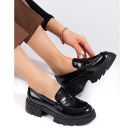 Mocassins à plateforme classiques Shelovet noirs 2