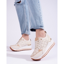 Baskets compensées Shelovet beiges, femmes 1