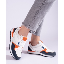 Chaussures de sport femme Shelovet blanc et bleu marine 2